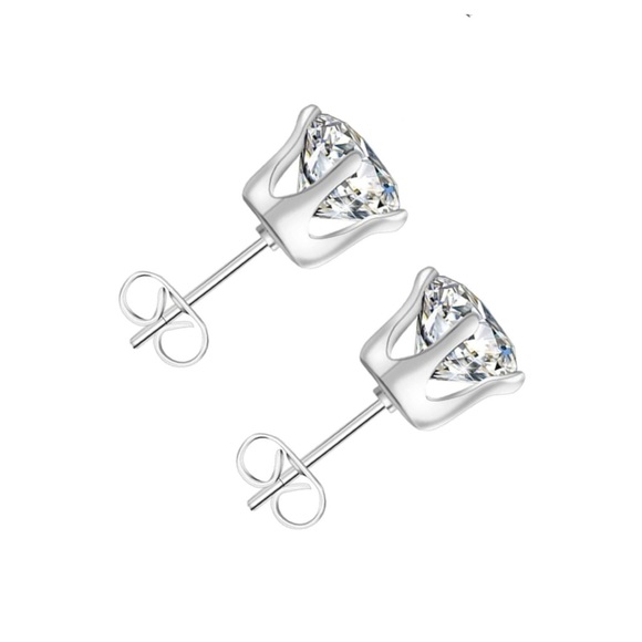 MoonFlowerBtq Jewelry - 7mm Clear CZ Stud Earrings | Stainless Steel Hypoallergenic